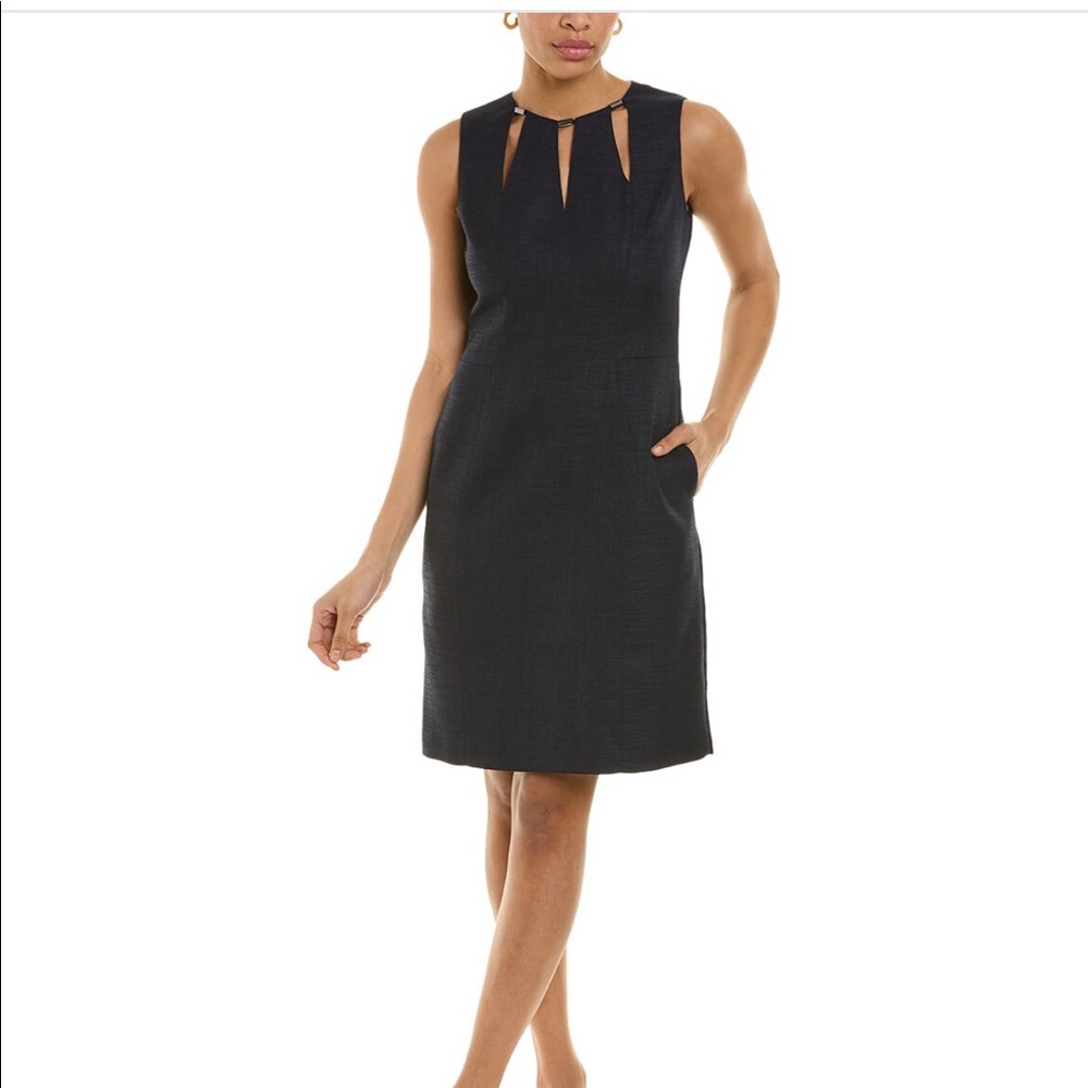 Black Elie Tahari Keyhole Sheath Dress Sz 14